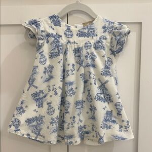 Milon Blue and White Patterned Dress with Bloomers 9-12M